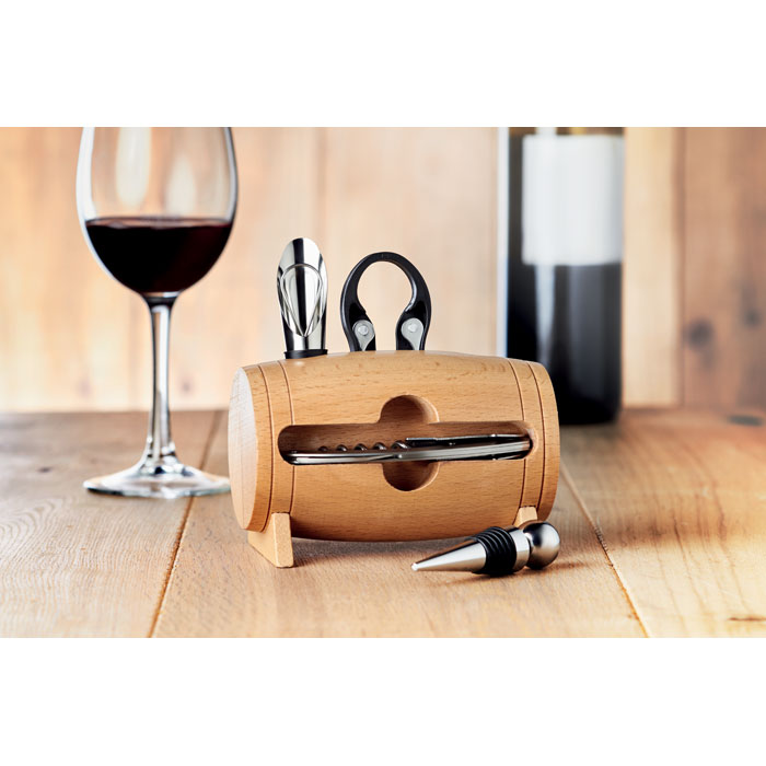 4 pcs wine set in wooden stand-Wood-Tasmania-australia-4