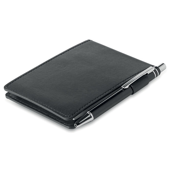 A7 notepad in PU pouch w pen-Black-Tasmania-australia-4