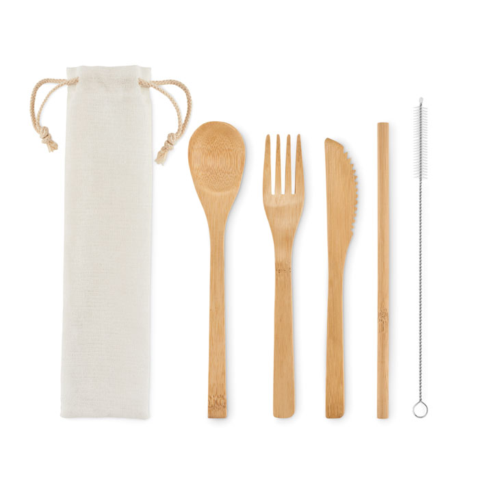 Bamboo cutlery with straw-Beige-Tasmania-australia-1 Bamboo cutlery with straw-Beige-Tasmania-australia-1