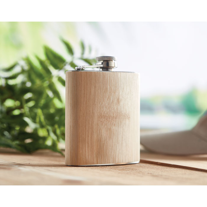 Bamboo slim hip flask 170ml-Beige-Tasmania-australia-2