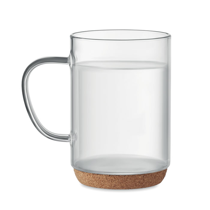 Glass mug 400ml with cork base-Transparent -Tasmania-australia-3