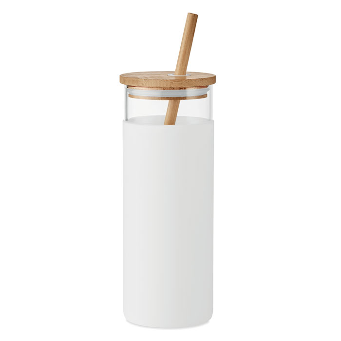 Glass tumbler 450ml bamboo lid-White-Tasmania-australia-1 Glass tumbler 450ml bamboo lid-White-Tasmania-australia-1