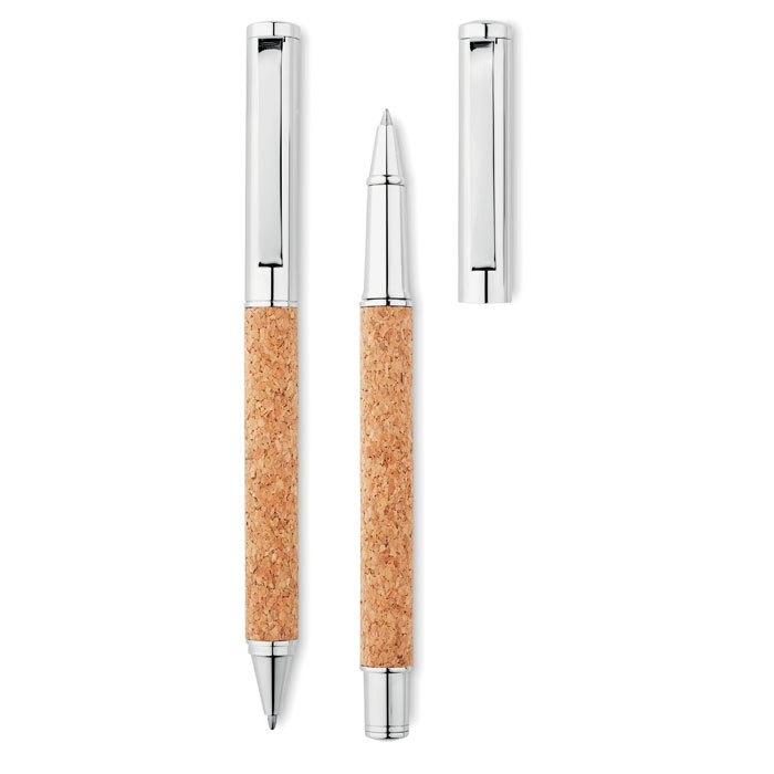 Metal Ball pen set in cork box-Wood-Tasmania-australia-4