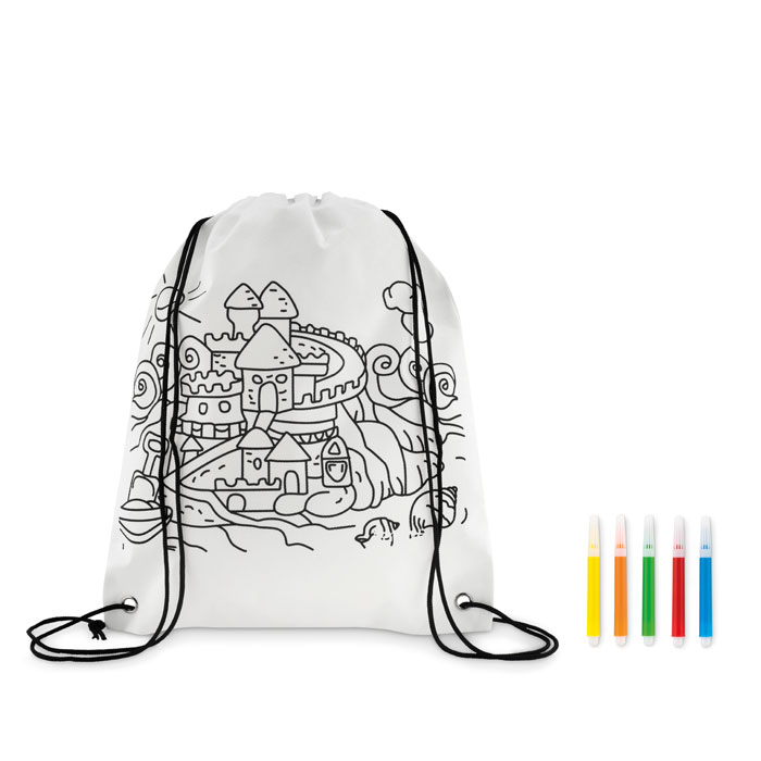 Non woven kids bag with pens-White-Tasmania-australia-1