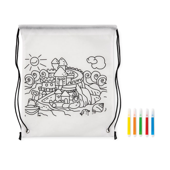 Non woven kids bag with pens-White-Tasmania-australia-2