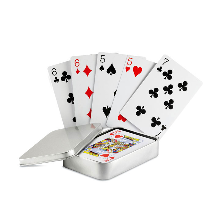 Playing cards in tin box-Matt silver-Tasmania-australia-1