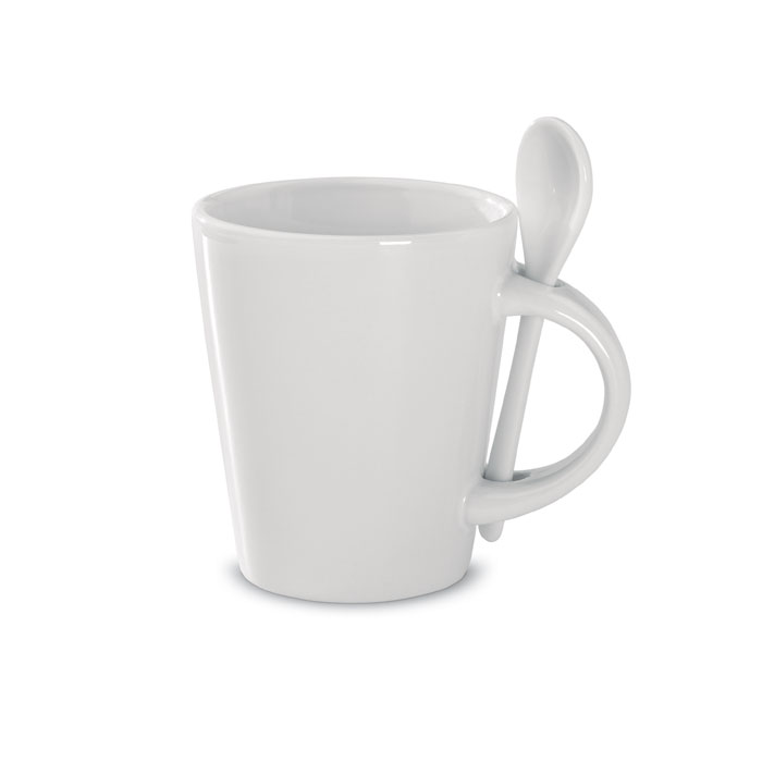 Sublimation mug with spoon-White-Tasmania-australia-1