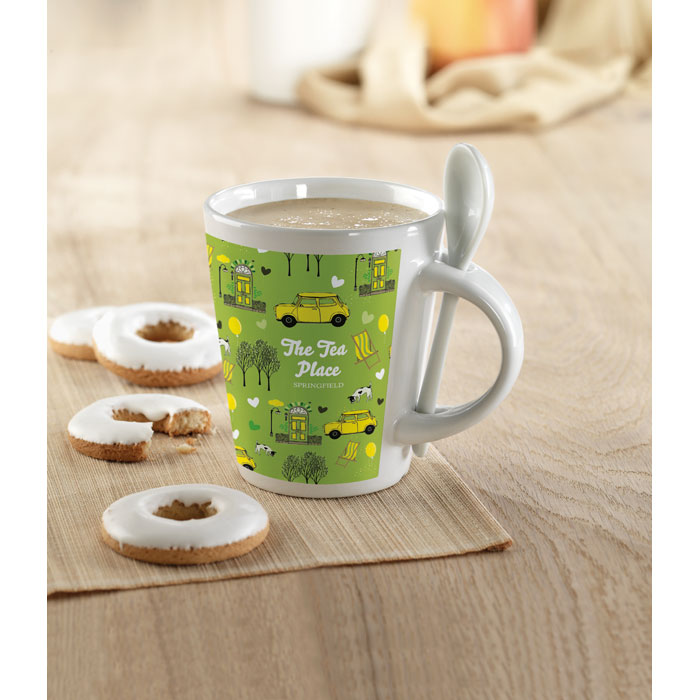 Sublimation mug with spoon-White-Tasmania-australia-2
