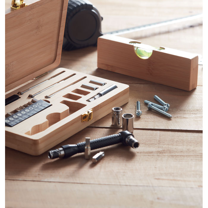 personalized-21 pcs tool set in bamboo case-Wood-Tasmania-australia
