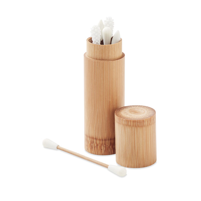 customized-6 reusable swabs in bamboo box-WOOD-tasmania australia