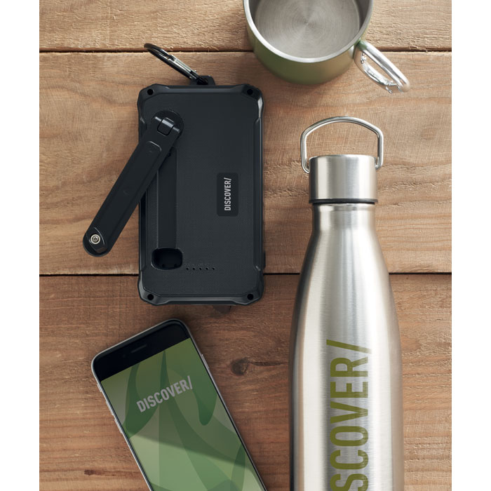 promotional-8000 mAh solar dynamo charger-Black-Tasmania-australia