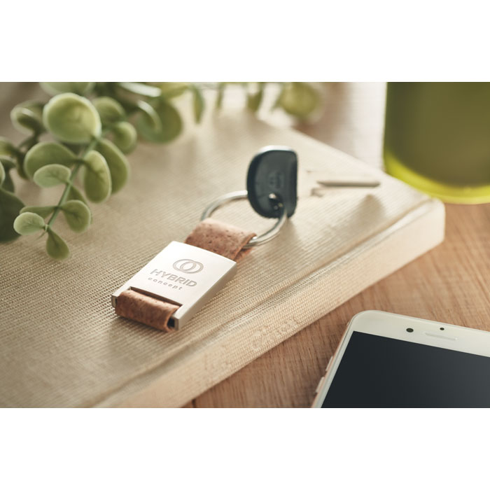 Key ring with cork webbing-BEIGE-Tasmania-australia-3