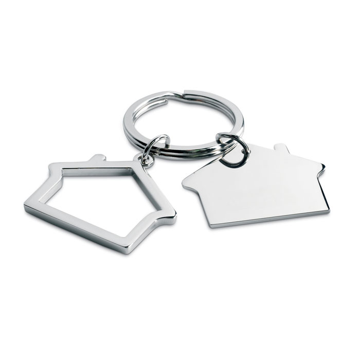 Metal key ring house shape-SHINY SILVER-Tasmania-australia-1