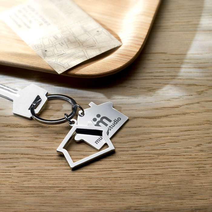 Metal key ring house shape-SHINY SILVER-Tasmania-australia-2