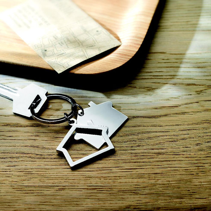 Metal key ring house shape-SHINY SILVER-Tasmania-australia-3