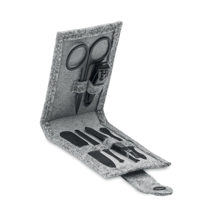 personalized-RPET felt 6 piece manicure set- GREY-Tasmania-australia