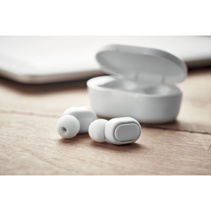personalized-Recycled ABS TWS earbuds-WHITE-Tasmania-australia