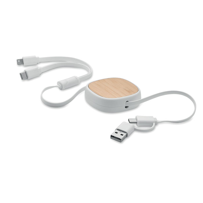 Retractable charging USB cable-White-Tasmania-australia-1 promotional-rectangular wooden hey ring-White-Tasmania-australia