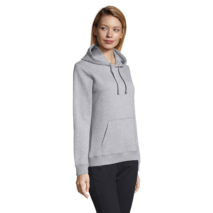 personalized-SPENCER WOMEN HOODED SWEAT-GREY MELANGE-TASAMANIA AUSTRALIA