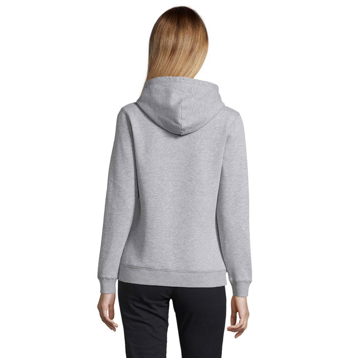 personalized-SPENCER WOMEN HOODED SWEAT-GREY MELANGE-TASAMANIA AUSTRALIA