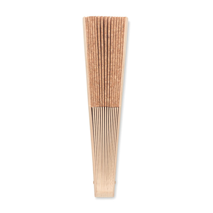 personalized-Wood hand fan with cork fabric-Beige-Tasmania-australia