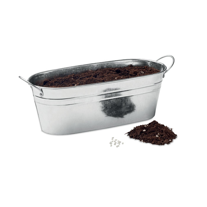 Zinc tub with 3 herbs seeds-MATT SILVER-Tasmania-australia-2